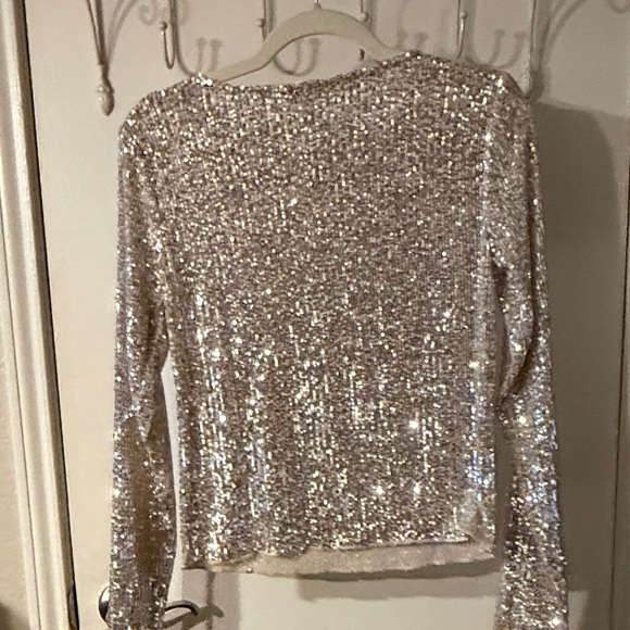 Sequin Long Sleeve Top - Silver Lucky Brand - Picture 5 of 5